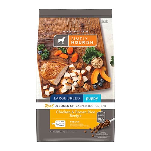 Simply Nourish Chicken Brown Rice Recipe Large Breed Puppy Dry Dog Food 1